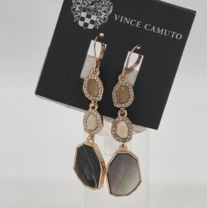Vince Camuto Gold and Black Multi-Stone Earrings